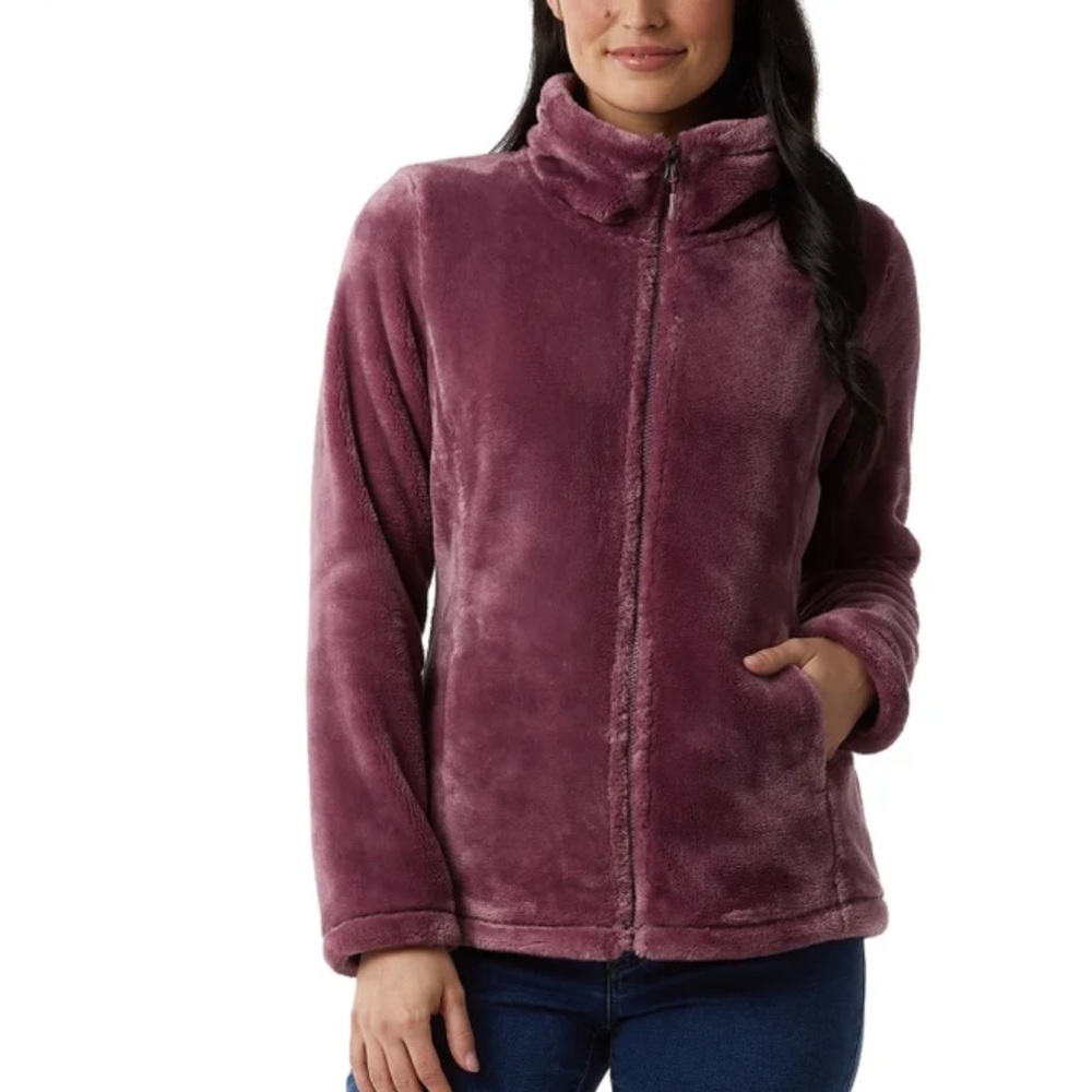 32 degrees ladies Plush Zip-Up Jacket - Mauve Pink